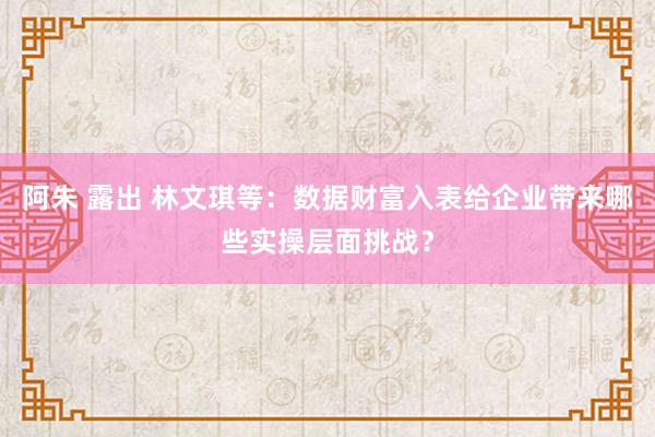 阿朱 露出 林文琪等：数据财富入表给企业带来哪些实操层面挑战？