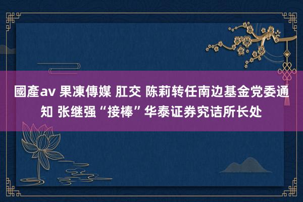 國產av 果凍傳媒 肛交 陈莉转任南边基金党委通知 张继强“接棒”华泰证券究诘所长处