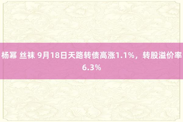 杨幂 丝袜 9月18日天路转债高涨1.1%，转股溢价率6.3%