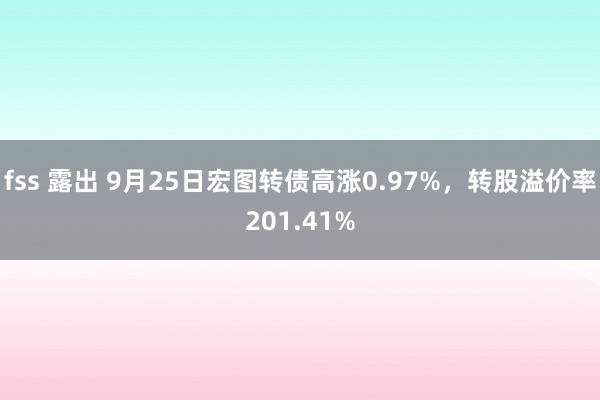 fss 露出 9月25日宏图转债高涨0.97%，转股溢价率201.41%