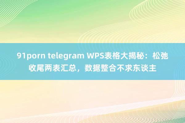 91porn telegram WPS表格大揭秘：松弛收尾两表汇总，数据整合不求东谈主