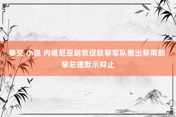 拳交 小说 内塔尼亚胡敦促联黎军队撤出黎南部 黎总理默示抑止