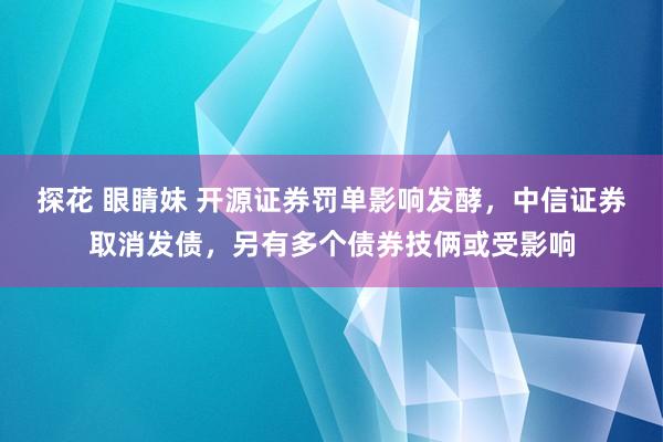 探花 眼睛妹 开源证券罚单影响发酵，中信证券取消发债，另有多个债券技俩或受影响