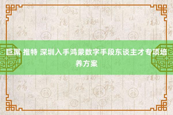 巨屌 推特 深圳入手鸿蒙数字手段东谈主才专项培养方案