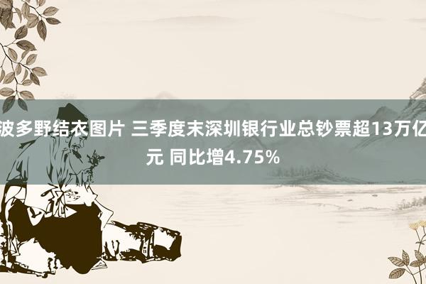 波多野结衣图片 三季度末深圳银行业总钞票超13万亿元 同比增4.75%