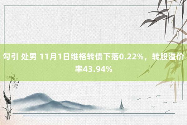 勾引 处男 11月1日维格转债下落0.22%，转股溢价率43.94%