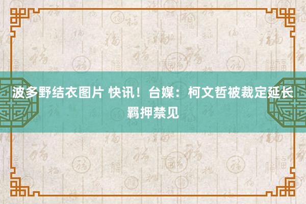 波多野结衣图片 快讯！台媒：柯文哲被裁定延长羁押禁见