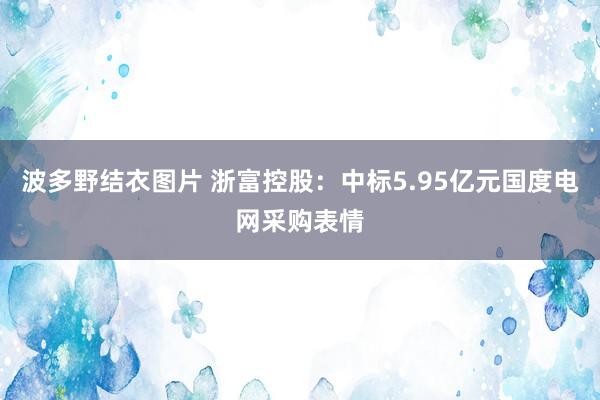 波多野结衣图片 浙富控股：中标5.95亿元国度电网采购表情