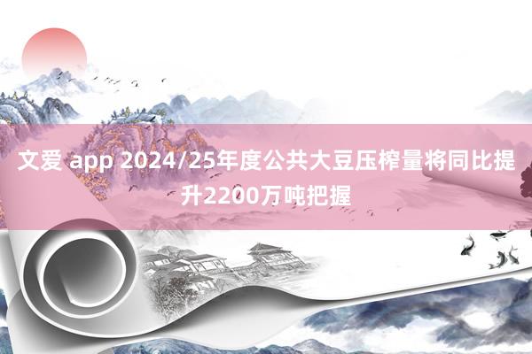 文爱 app 2024/25年度公共大豆压榨量将同比提升2200万吨把握