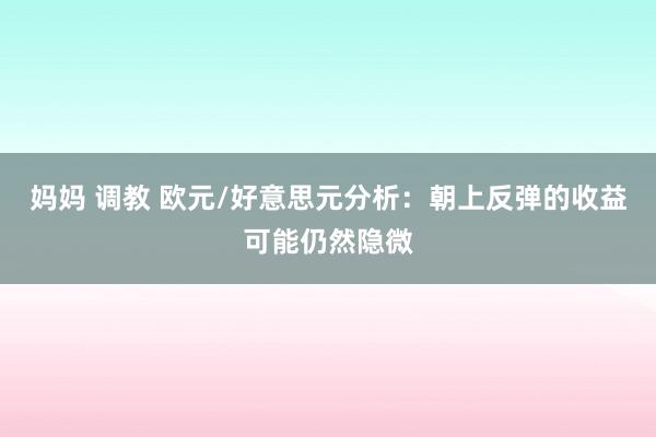 妈妈 调教 欧元/好意思元分析：朝上反弹的收益可能仍然隐微