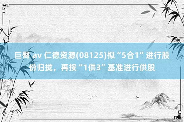 巨臀 av 仁德资源(08125)拟“5合1”进行股份归拢，再按“1供3”基准进行供股