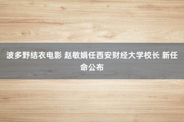 波多野结衣电影 赵敏娟任西安财经大学校长 新任命公布