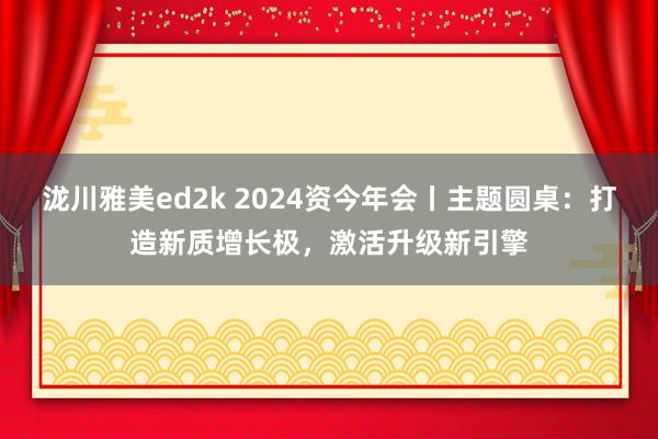 泷川雅美ed2k 2024资今年会丨主题圆桌：打造新质增长极，激活升级新引擎