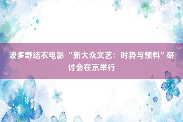 波多野结衣电影 “新大众文艺：时势与预料”研讨会在京举行