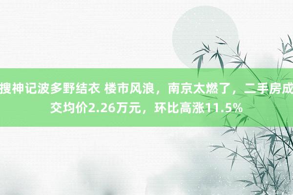 搜神记波多野结衣 楼市风浪，南京太燃了，二手房成交均价2.26万元，环比高涨11.5%