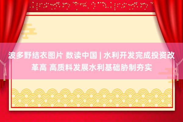 波多野结衣图片 数读中国 | 水利开发完成投资改革高 高质料发展水利基础胁制夯实