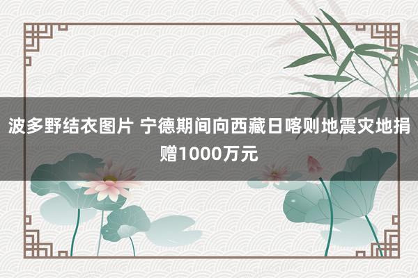 波多野结衣图片 宁德期间向西藏日喀则地震灾地捐赠1000万元