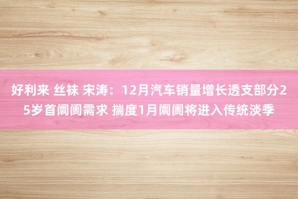 好利来 丝袜 宋涛：12月汽车销量增长透支部分25岁首阛阓需求 揣度1月阛阓将进入传统淡季